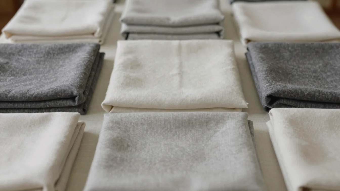 Folded textile scarves and soft fabric accessories arranged neatly